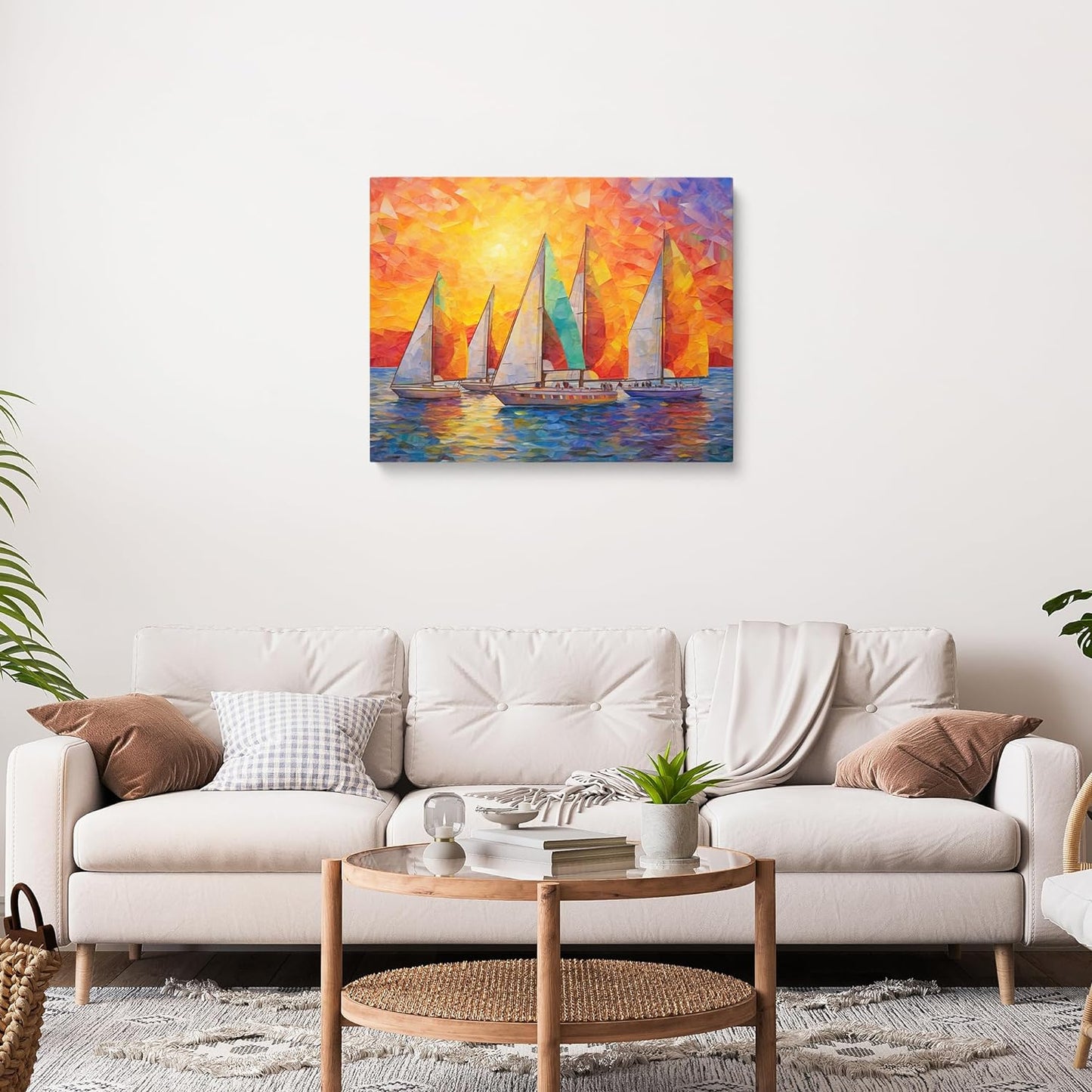 Room Decor Sailboat Painting Canvas Print Beautiful Abstract Framed Painting of a Sailboat Art for Home Bedroom(24x30inches)