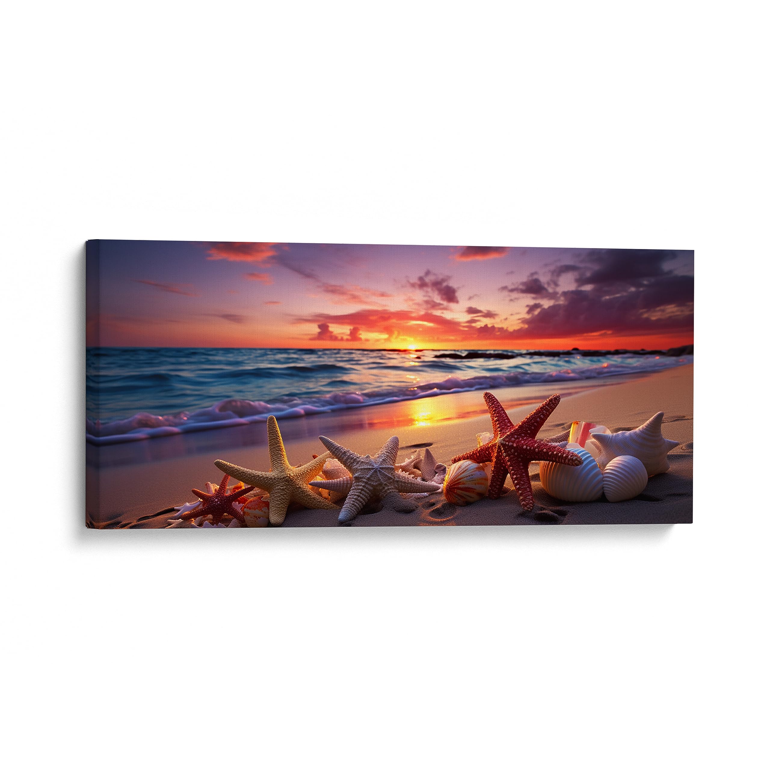 Starfish and Seashells at Beach Sunset Painting